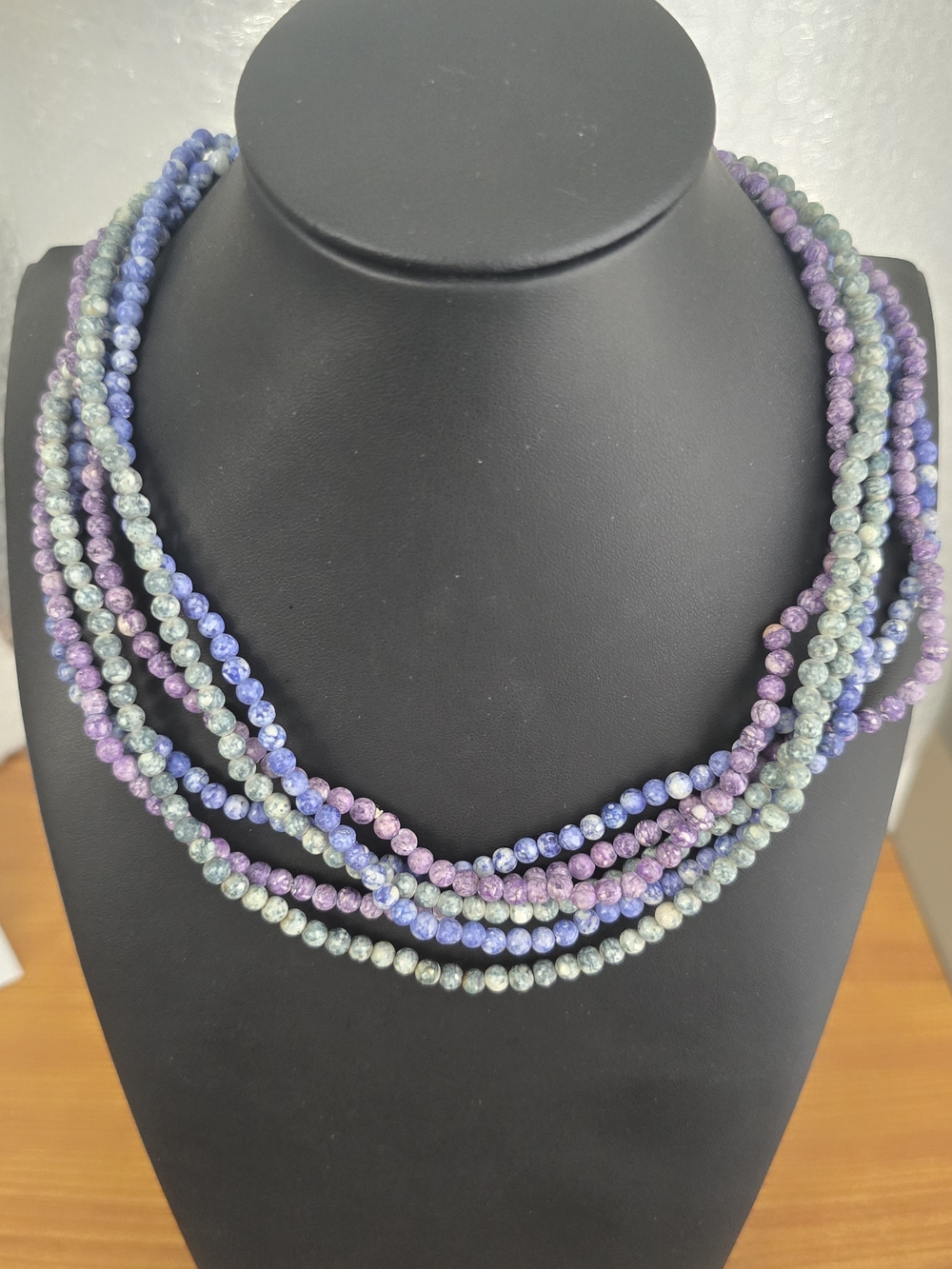 Genuine 3mm Micro Faceted Gemstone Necklace Set Sodalite Moss Agate Lepidolite